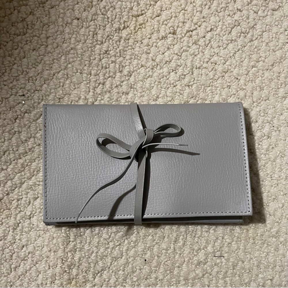 gray leather jewelry travel pouch